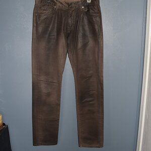 7 For All Mankind Slimmy Brown wax coated jeans size 33 x 33